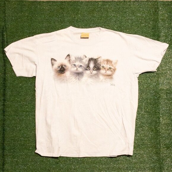 THE MOUNTAIN MENS T SHIRT 2004 VINTAGE KITTENS LIGHT BLUE SHORT SLEEVE SIZE XXL - Picture 5 of 5